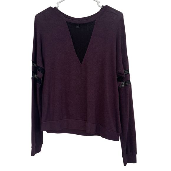 Charmed Hearts Women’s Deep Purple Mesh Accent Pullover Sweater Size M - Picture 1 of 8